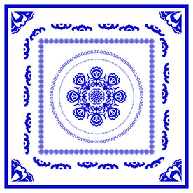 敦煌壁画叶形团花如意纹图案画笔