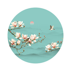 新中式玉兰花鸟