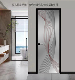 高清分层透明底平开门玻璃打印图