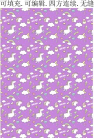 童趣小马图案  彩虹月亮云朵 