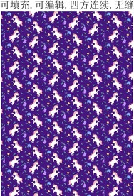 梦幻独角兽图案  卡通小马