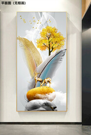 新中式轻奢线条石来运转玄关画