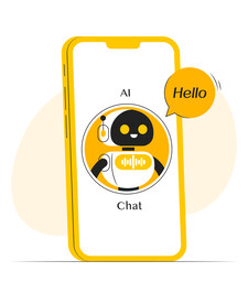 矢量插画手机AI人工智能对话