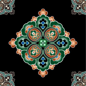 敦煌藻井团花叶形瓣宝相花纹图案