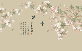 新中式工笔画花鸟