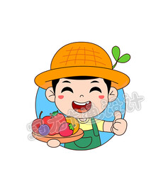 卡通小果农头像版矢量图