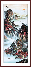 国画水墨玄关山水