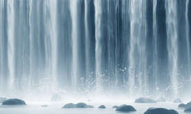 水墨瀑布山水画