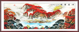 万山红遍山水画