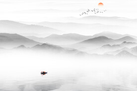 新中式山水背景墙