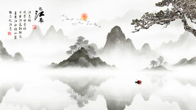 新中式山水风景背景墙