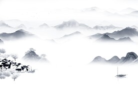 新款 简约中式山水 TIF分层