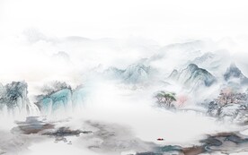 高清 新品中式山水 TIF分层