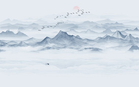 禅意水墨山水画