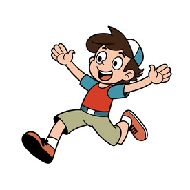 矢量人物大步快跑的男孩