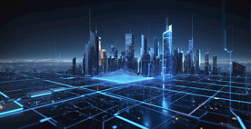 半导体元素集成电路城市概念图