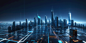 半导体元素集成电路城市概念图