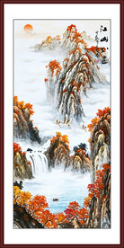 竖幅水墨山水画