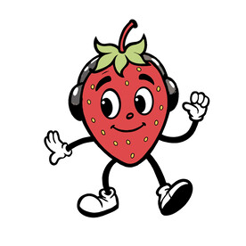 矢量水果卡通听音乐跳舞的草莓