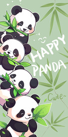 可爱卡通大熊猫玄关装饰画