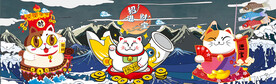 招财猫日式寿司店背景