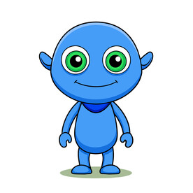 矢量卡通动漫角色设计蓝色大眼仔