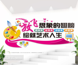 绘画培训美术室背景墙图片