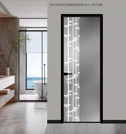 高清分层透明底平开门打印图