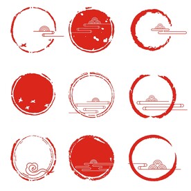 中国风圆形中式印章边框