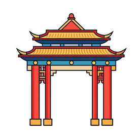 矢量中国古风建筑凉亭