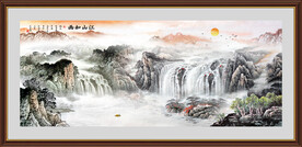 旭日东升山水画