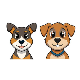 矢量动物卡通小狗头像