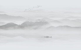 中式意境水墨山水画背景墙