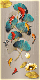 中式意境银杏九鱼装饰画