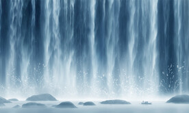 瀑布山水幕墙画