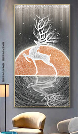 现代意境线条麋鹿玄关装饰画
