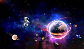 太空星球宇宙流星火箭宇航员背景