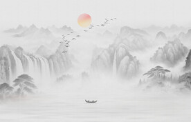 水墨山水墙画