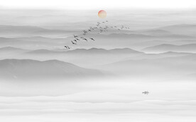 山水水墨画背景墙