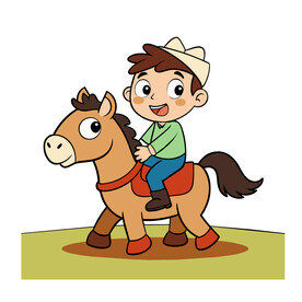矢量人物骑马的小男孩