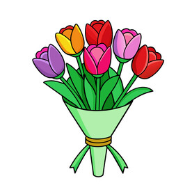 矢量植物花朵一束玫瑰花