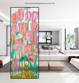 高清分层透明底屏风玻璃打印图