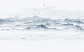 水墨山水在人间壁画