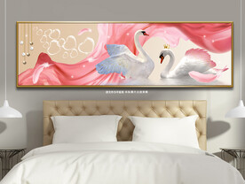 浪漫爱心天鹅湖床头装饰画