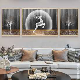 现代轻奢艺术抽象线条麋鹿装饰画