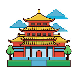 矢量建筑中国传统古建筑大殿