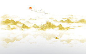 金色山水背景墙