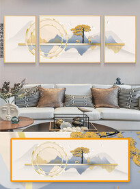 新中式山水光影山水风景装饰画