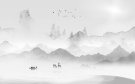 简约 最新灰色山水 TiF分层