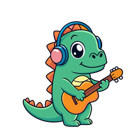 矢量动物弹琴的小鳄鱼